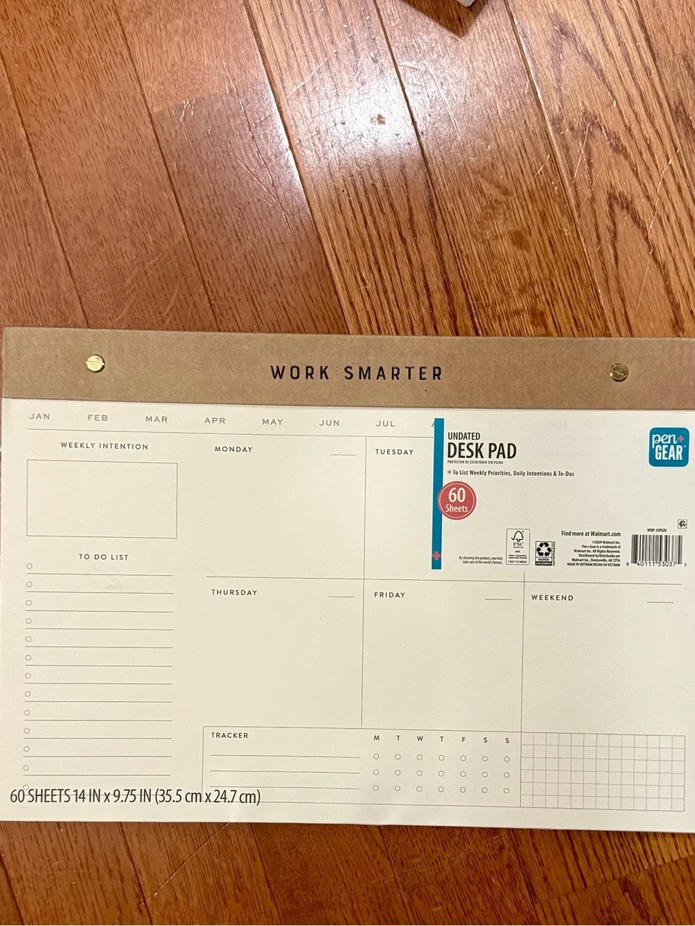 Pen+Gear Undated Work Smarter 60 Sheet Kraft Paper Large Desk Weekly Planner Pad